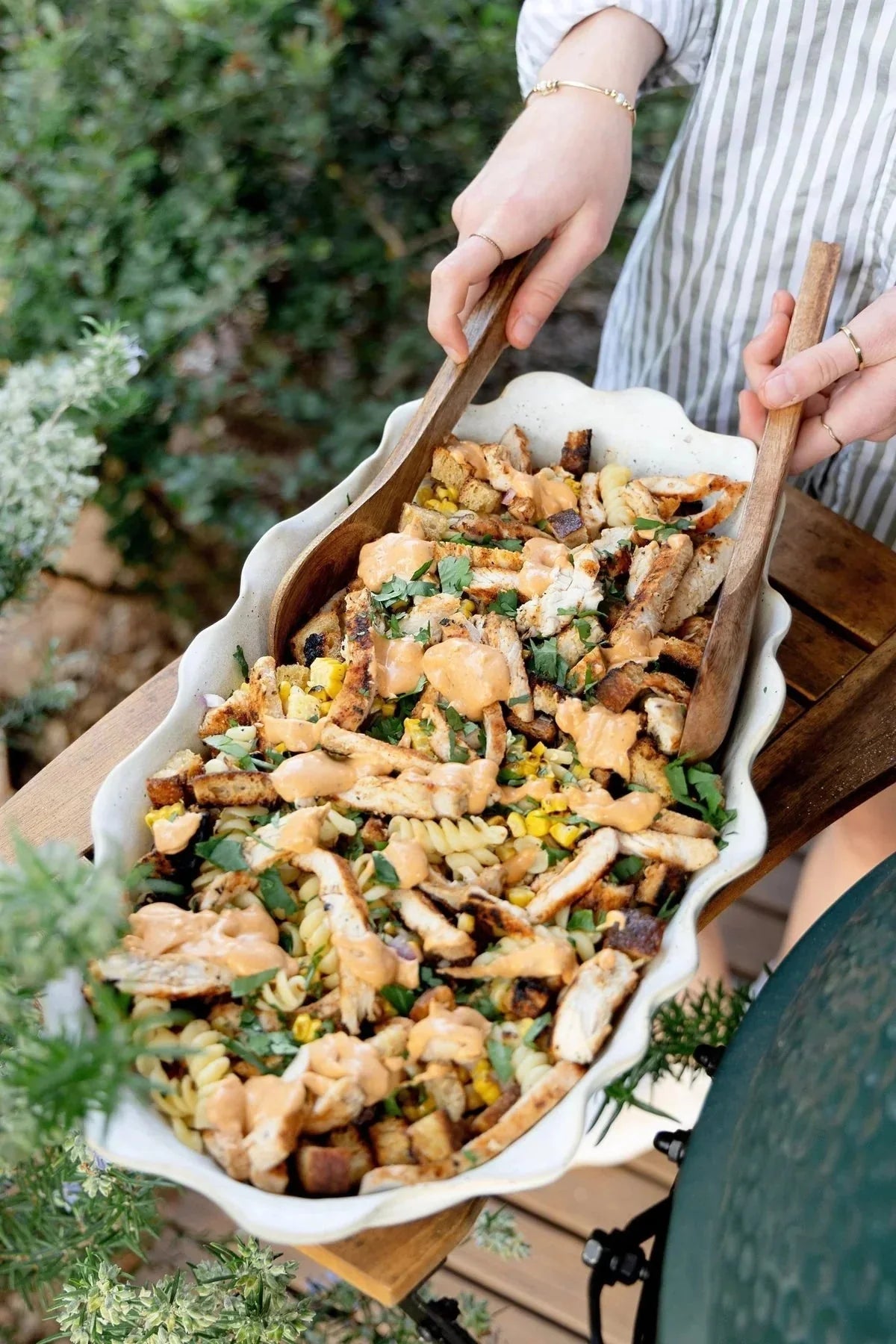 Charred Corn & Cajun Chicken Fusilli Salad Recipe - Big Green Egg