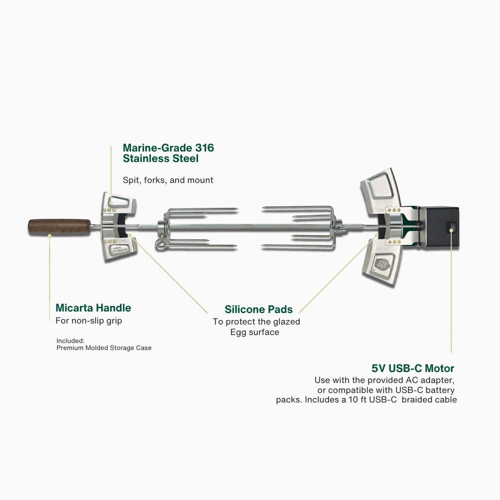 Big Green Egg Rotisserie Large - New - Big Green Egg