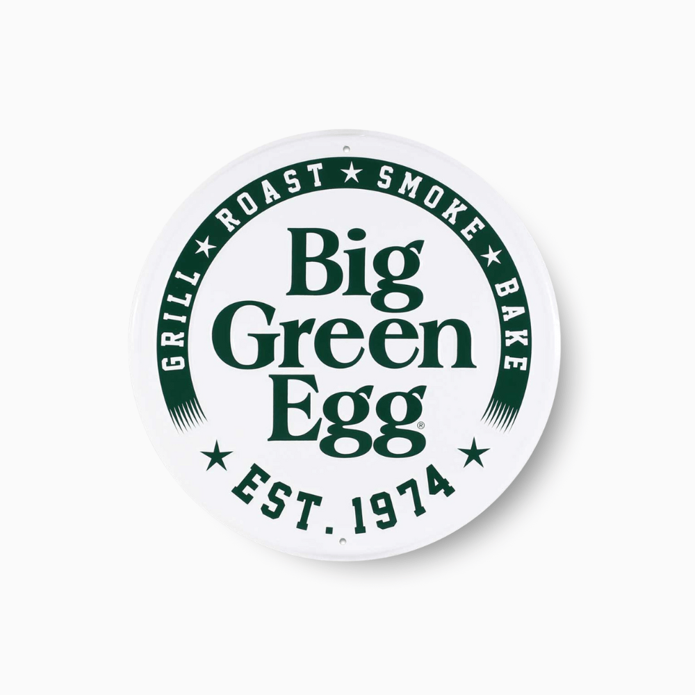 Round Stamped Aluminum Est. 1974 Sign, White - Big Green Egg
