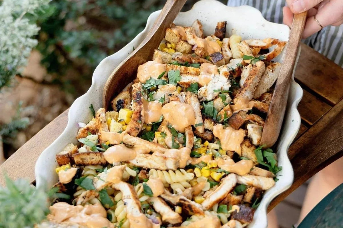 Charred Corn & Cajun Chicken Fusilli Salad Recipe - Big Green Egg