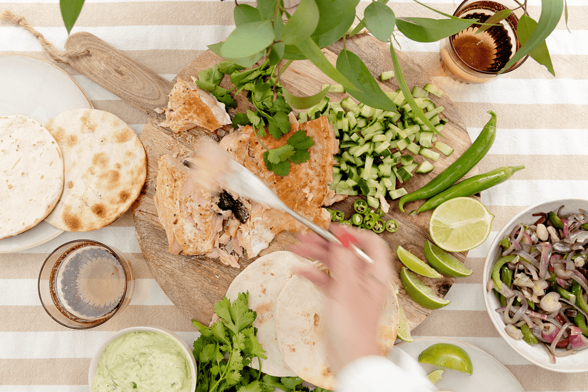 Lime Chilli Tasmanian Salmon Flatbreads - Big Green Egg