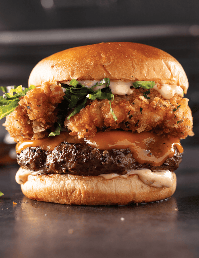 Fried Lobster Po Boy Cheeseburger - Big Green Egg