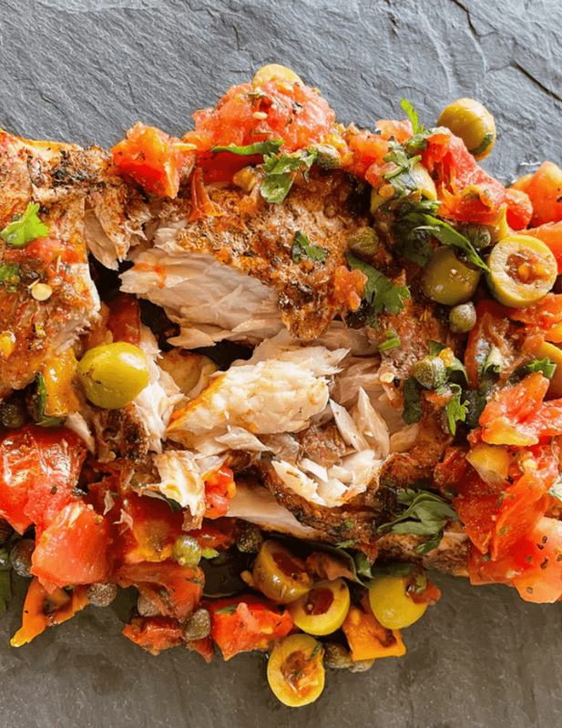 Grilled Caribbean Snapper with Vera Cruz Salsa - Big Green Egg