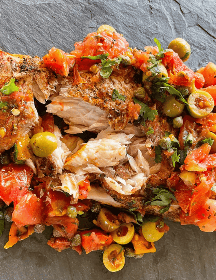 Grilled Caribbean Snapper with Vera Cruz Salsa - Big Green Egg