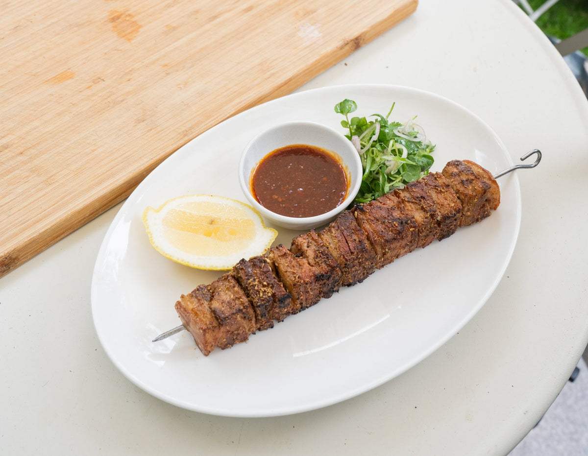 Lamb Belly Skewers with Toum — Victor Liong x Big Green Egg - Big Green Egg