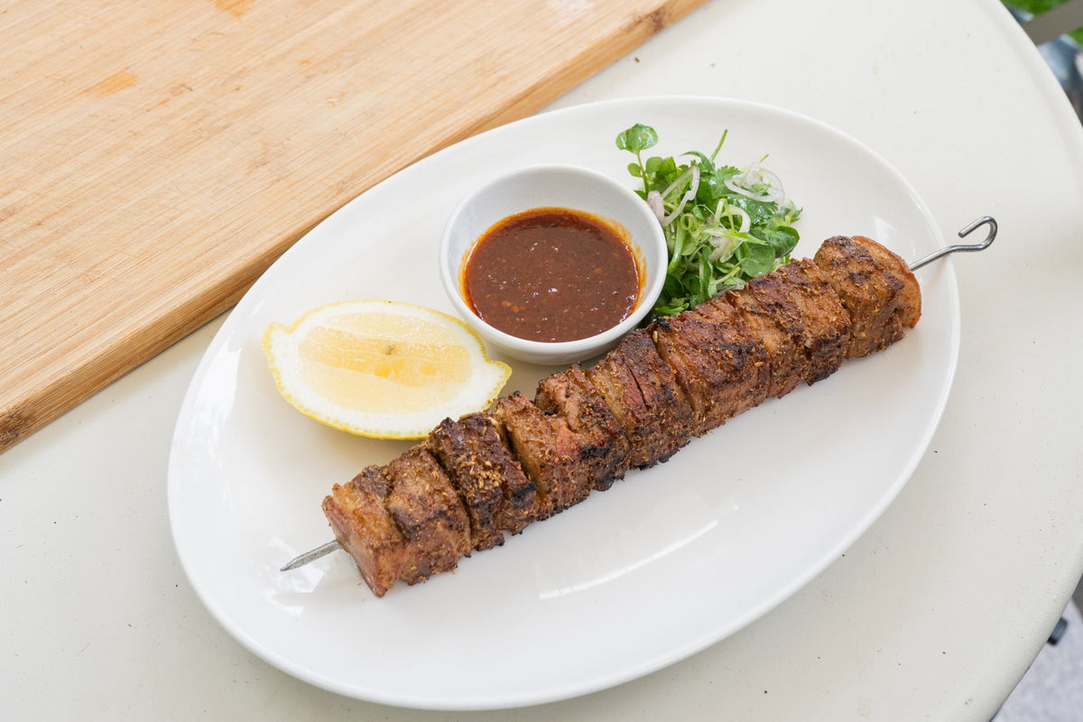 Lamb Belly Skewers with Toum — Victor Liong x Big Green Egg - Big Green Egg