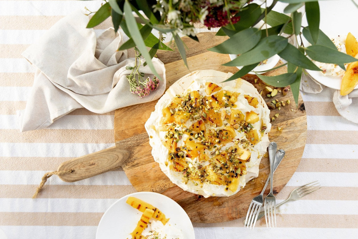 Pavlova Stack with Grilled Mango & Pineapple - Big Green Egg