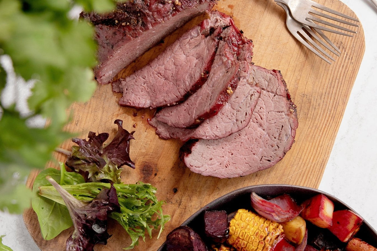 Sticky Balsamic Roast Beef and Root Vegetables - Big Green Egg