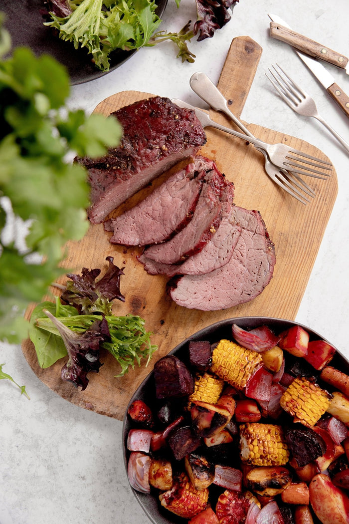 Sticky Balsamic Roast Beef and Root Vegetables - Big Green Egg