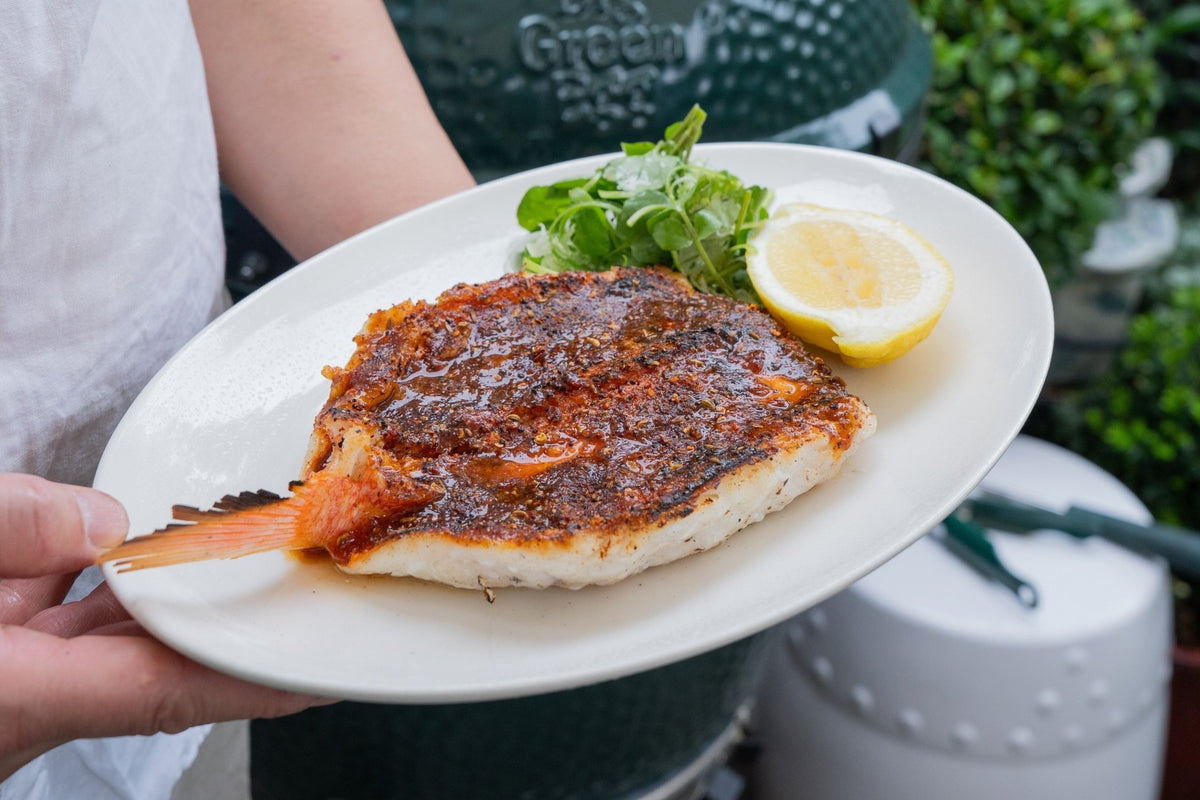 Whole Grilled Nannygai — Victor Liong x Big Green Egg - Big Green Egg